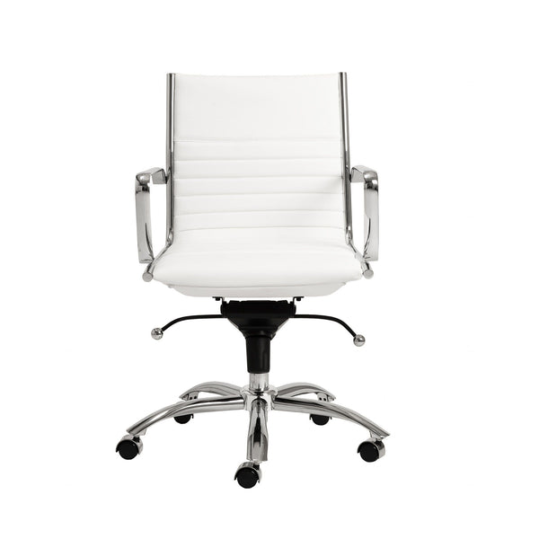 Chairs Modern Office Chair - 27.01" X 25.04" X 38" Low Back Office Chair in White with Chromed Steel Base HomeRoots