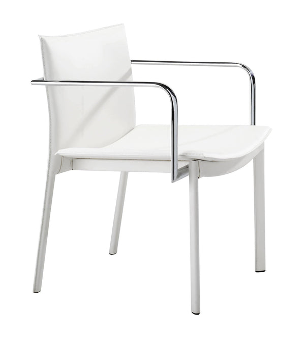 Chairs Office Chair - 24" x 22" x 28" White, Leatherette, Chromed Steel, Conference Chair - Set of 2 HomeRoots