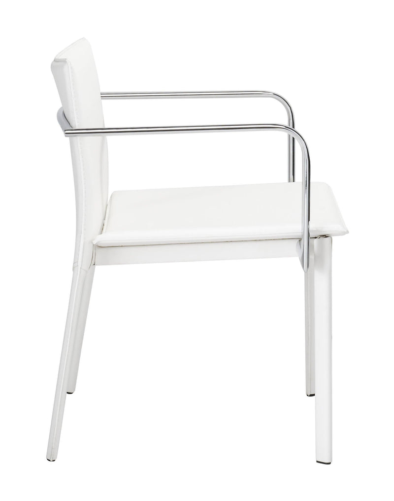 Chairs Office Chair - 24" x 22" x 28" White, Leatherette, Chromed Steel, Conference Chair - Set of 2 HomeRoots
