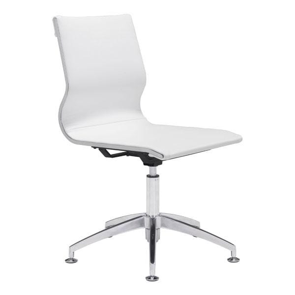 Chairs Office Chair - 26" X 26" X 36" White Leatherette Conference Chair HomeRoots