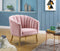 Chairs Pink Accent Chair - 31" X 32" X 34" Pink Velvet Gold Upholstery Wood Accent Chair HomeRoots