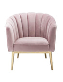 Chairs Pink Accent Chair - 31" X 32" X 34" Pink Velvet Gold Upholstery Wood Accent Chair HomeRoots