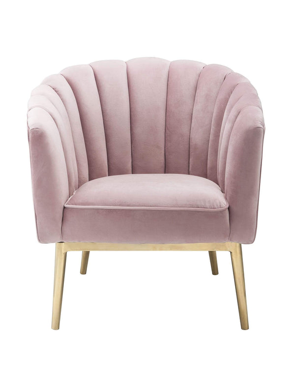 Chairs Pink Accent Chair - 31" X 32" X 34" Pink Velvet Gold Upholstery Wood Accent Chair HomeRoots