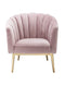 Chairs Pink Accent Chair - 31" X 32" X 34" Pink Velvet Gold Upholstery Wood Accent Chair HomeRoots
