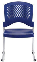 Chairs Plastic Chairs 18" x 23" x 34" Navy Plastic Guest Chair 2438 HomeRoots