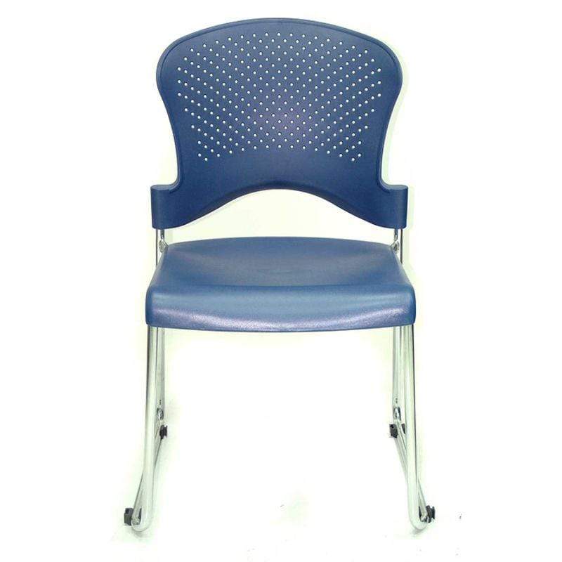 Chairs Plastic Chairs - 18" x 23" x 34" Navy Plastic Guest Chair HomeRoots