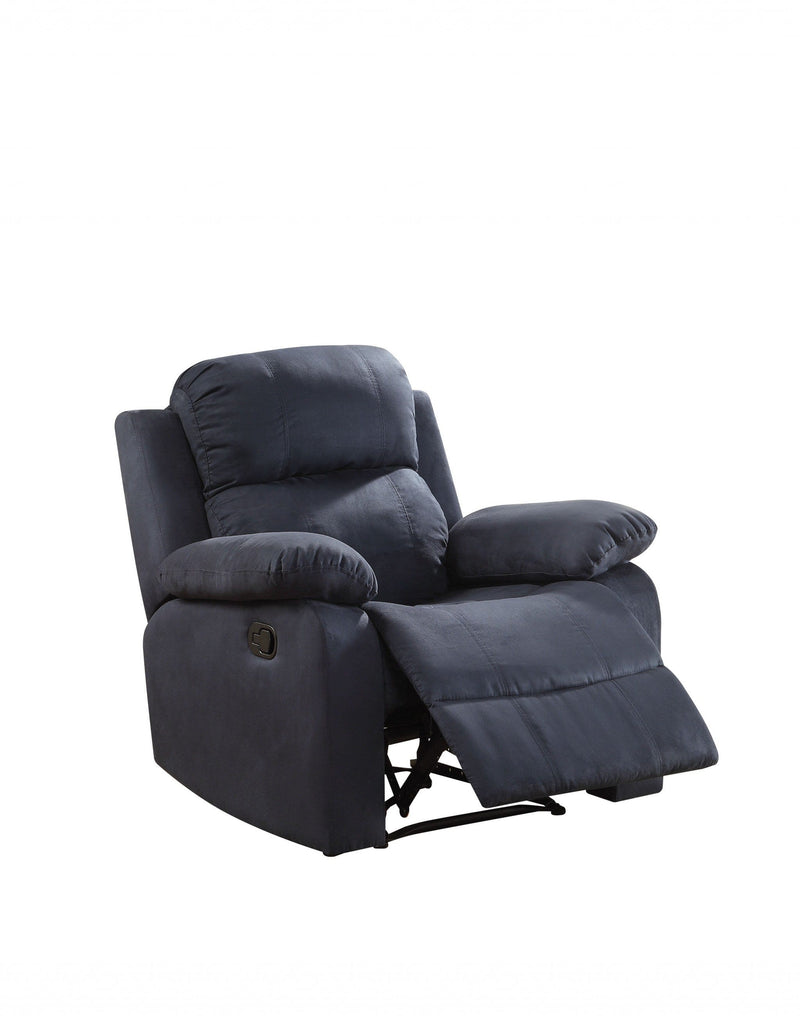 Chairs Recliner Chair - 36" X 36" X 41" Blue Microfiber Recliner HomeRoots