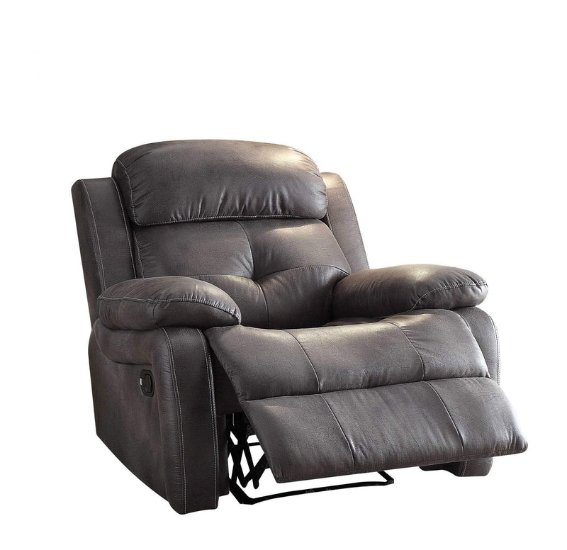 Chairs Recliner Chair - 40" X 40" X 37" Gray Polished Microfiber Fabric Recliner HomeRoots