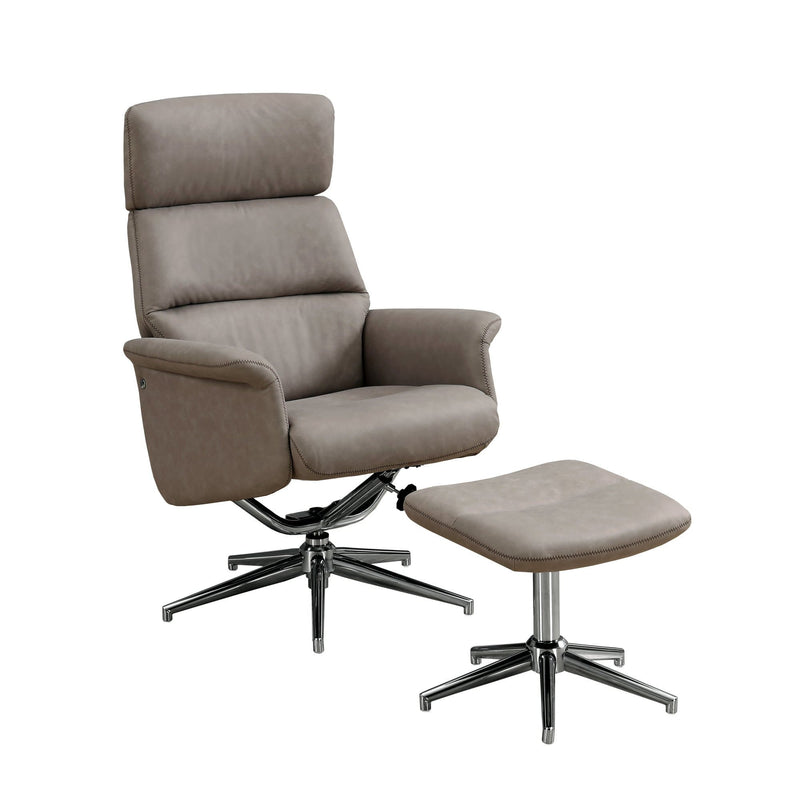 Chairs Recliner Chair - 44" x 46" x 57'.5" Taupe, Foam, Metal, Polyester - Swivel Adjustable Headrest Reclining Chair HomeRoots