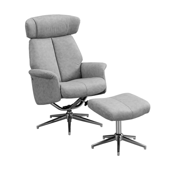 Chairs Recliner Chair - 44" x 47" x 59" Grey, Foam, Metal, Polyester - Swivel Adjustable Headrest Reclining Chair HomeRoots