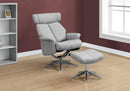 Chairs Recliner Chair - 44" x 47" x 59" Grey, Foam, Metal, Polyester - Swivel Adjustable Headrest Reclining Chair HomeRoots