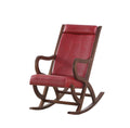 Chairs Rocking Chair - 22" X 36" X 38" Burgundy PU Walnut Wood Upholstered (Seat) Rocking Chair HomeRoots