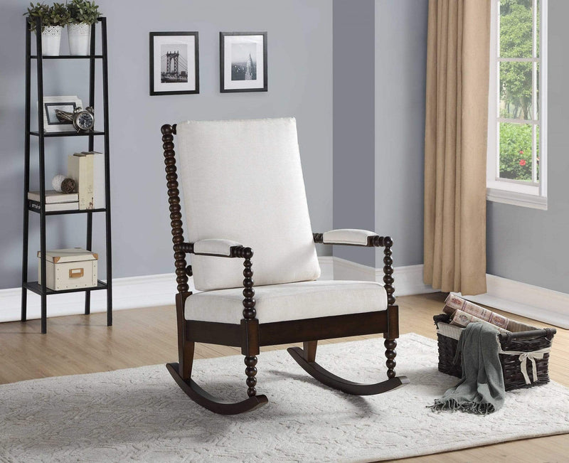 Chairs Rocking Chair - 25" X 33" X 41" Cream Fabric Walnut Wood Upholstered (Seat) Rocking Chair HomeRoots