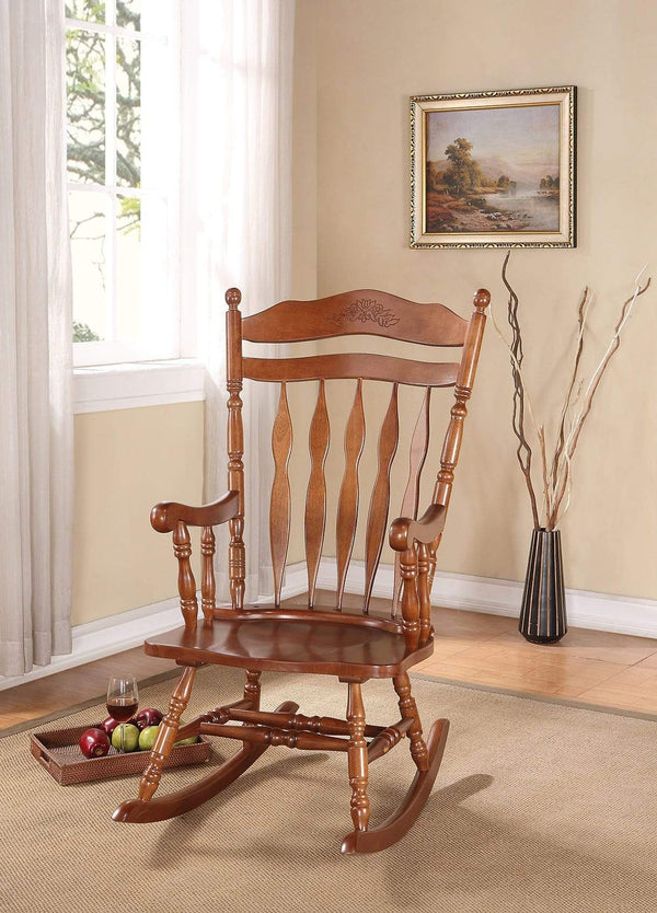 Chairs Rocking Chair - 25" X 33" X 48" Dark Walnut Rubber Wood Rocking Chair HomeRoots