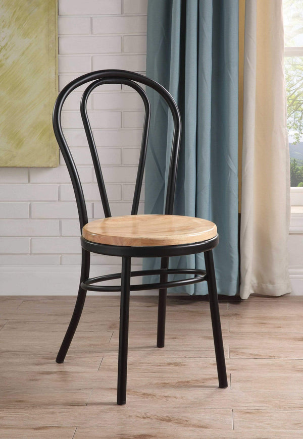 Chairs Sitting Chair - 17" X 17" X 36" Black & Natural Metal Side Chair (Set-2) HomeRoots