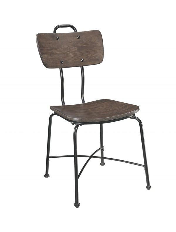 Chairs Sitting Chair - 21" X 18" X 37" Walnut Black Metal Wood Side Chair (Set of 2) HomeRoots
