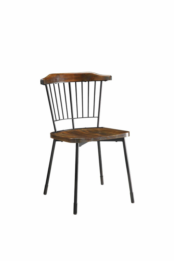 Chairs Sitting Chair - 21" X 19" X 32" Black Brown Oak Wood Metal Side Chair (Set-2) HomeRoots