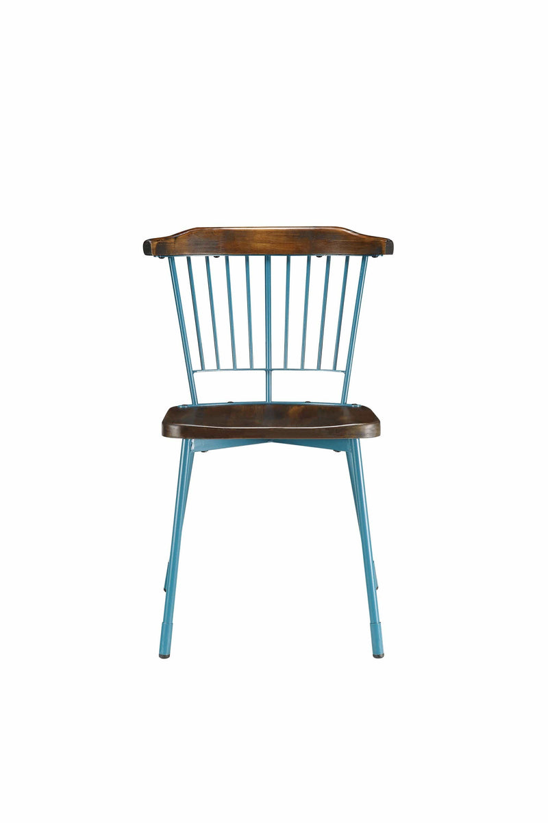 Chairs Sitting Chair - 21" X 19" X 32" Teal Brown Oak Wood Metal Side Chair (Set-2) HomeRoots