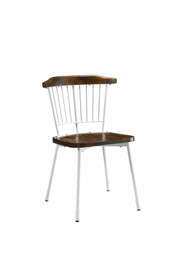 Chairs Sitting Chair - 21" X 19" X 32" White Brown Oak Wood Metal Side Chair (Set-2) HomeRoots