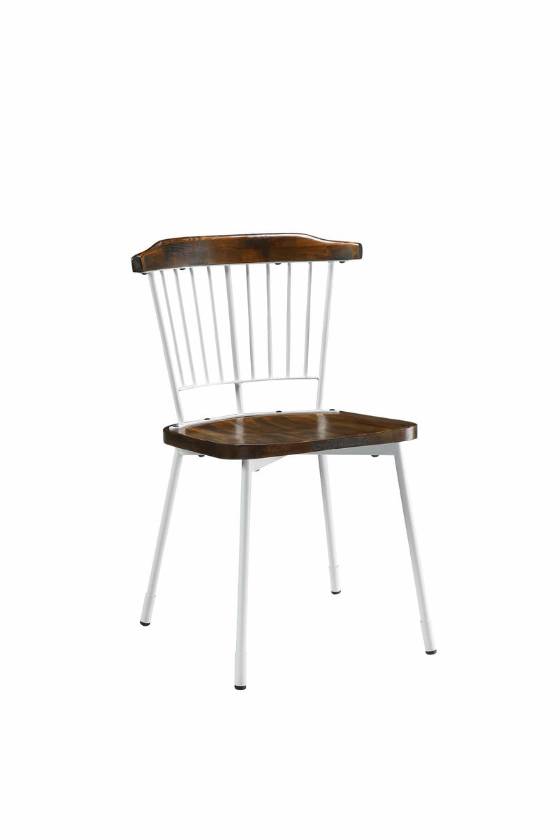Chairs Sitting Chair - 21" X 19" X 32" White Brown Oak Wood Metal Side Chair (Set-2) HomeRoots
