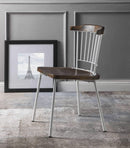 Chairs Sitting Chair - 21" X 19" X 32" White Brown Oak Wood Metal Side Chair (Set-2) HomeRoots