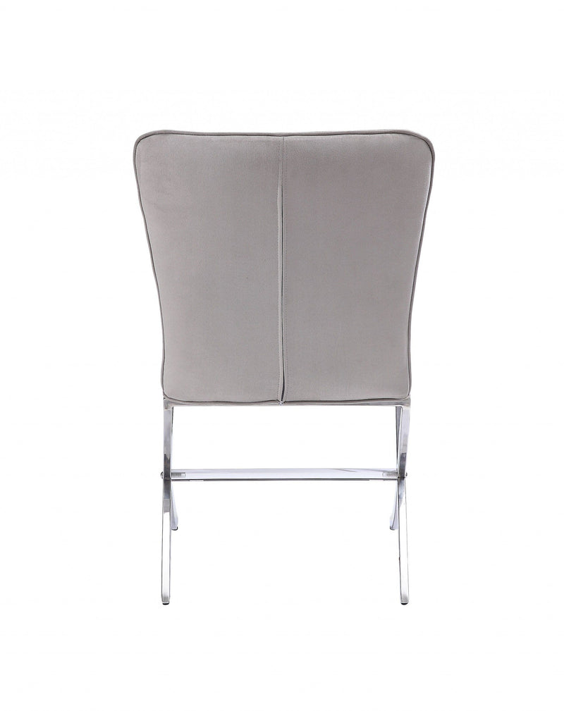 Chairs Sitting Chair - 24" X 19" X 35" Velvet Chrome Metal Upholstered (Seat) Side Chair (Set-2) HomeRoots