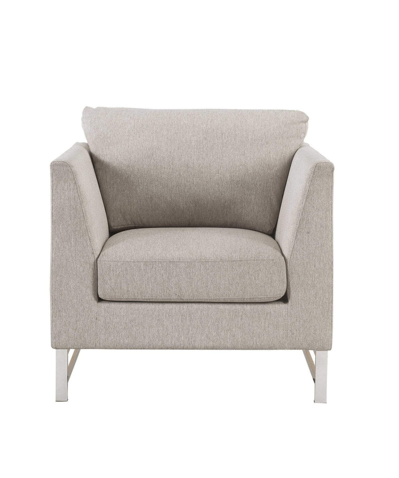 Chairs Sitting Chair - 35" X 38" X 36" Beige Linen Upholstery Metal Leg Chair HomeRoots