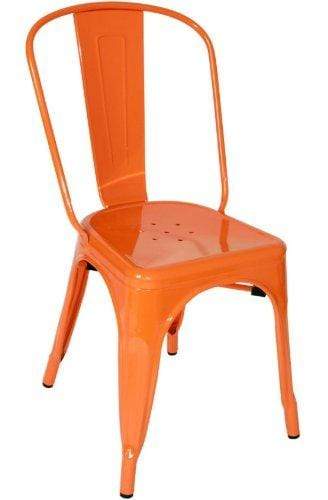 Chairs Sitting Chair - Four 33" Orange Steel Side Chairs HomeRoots