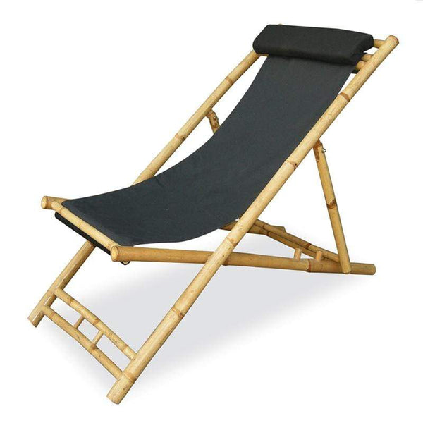 Chairs Sling Chair - 27" X 53" X 30" Natural/Black Bamboo Folding Sling Chairs HomeRoots