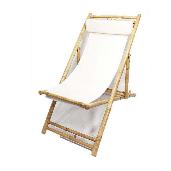 Chairs Sling Chair - 27" X 53" X 30" Natural/White Bamboo Folding Sling Chairs HomeRoots