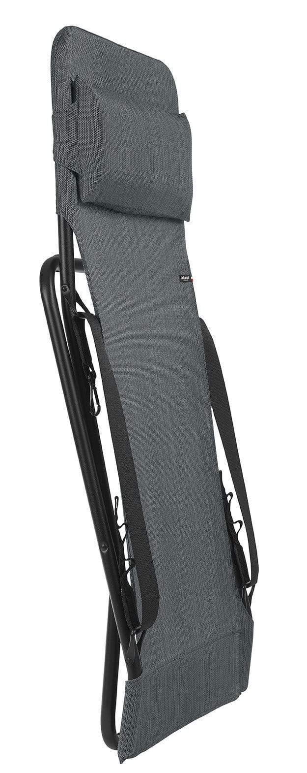 Chairs Sling Chair - Folding Sling Chair - Black Steel Frame - Obsidian Fabric HomeRoots