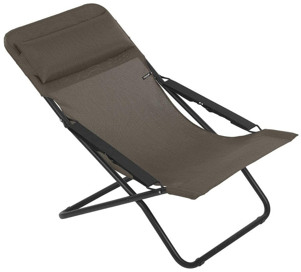 Chairs Sling Chair - Folding Sling Chair - Black Steel Frame - Wood Fabric HomeRoots