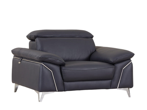 Chairs Stress less Chair - 31" Fashionable Navy Leather Chair HomeRoots