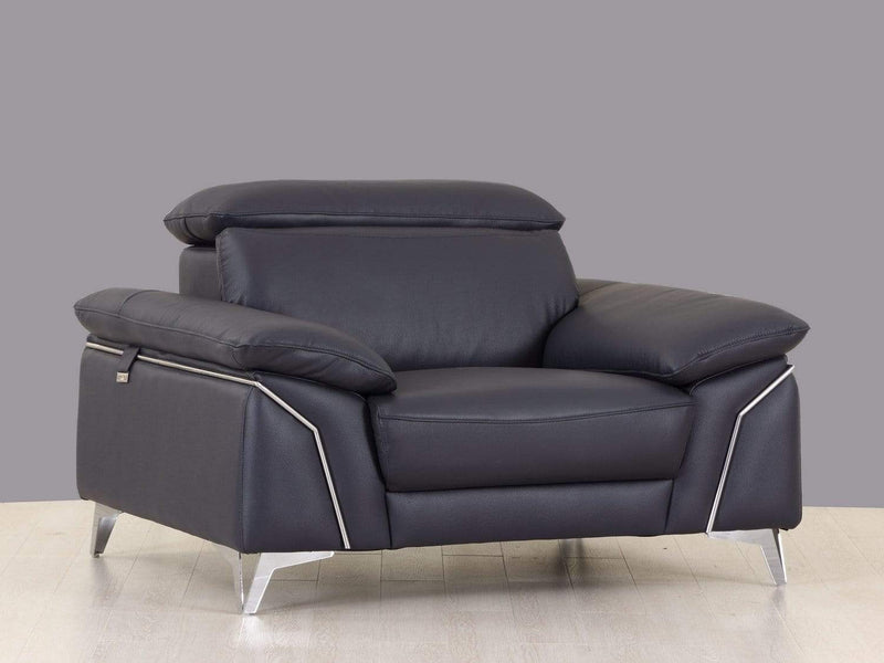 Chairs Stress less Chair - 31" Fashionable Navy Leather Chair HomeRoots
