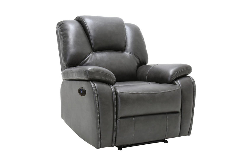 Chairs Stress less Chair - 40" Contemporary Grey Leather Power Reclining Chair HomeRoots