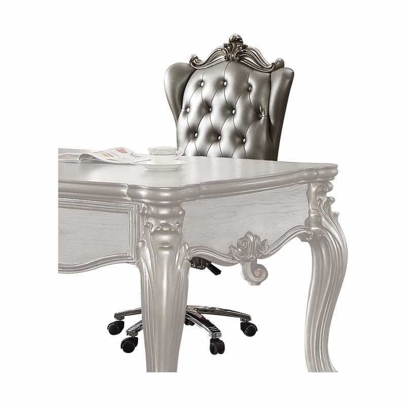 Chairs Swivel Chairs - 28" X 28" X 48" Silver PU Antique Platinum Upholstery Poly Resin Executive Chair w/Swivel & Lift HomeRoots