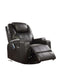 Chairs Swivel Recliner Chairs - 34" X 37" X 41" Black Bonded Leather Match Swivel Rocker Recliner With Massage HomeRoots