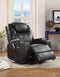 Chairs Swivel Recliner Chairs - 34" X 37" X 41" Black Bonded Leather Match Swivel Rocker Recliner With Massage HomeRoots