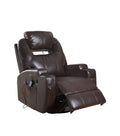 Chairs Swivel Recliner Chairs - 34" X 37" X 41" Brown Bonded Leather Match Swivel Rocker Recliner With Massage HomeRoots
