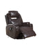 Chairs Swivel Recliner Chairs - 34" X 37" X 41" Brown Bonded Leather Match Swivel Rocker Recliner With Massage HomeRoots