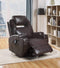 Chairs Swivel Recliner Chairs - 34" X 37" X 41" Brown Bonded Leather Match Swivel Rocker Recliner With Massage HomeRoots