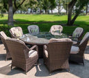 Chairs Table and Chair Set - 324'.91" X 27'.56" X 72'.93" Brown Round Outdoor Gas Fir Pit Table With Chairs HomeRoots