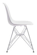 Chairs White Accent Chair - 18.5" x 22" x 32.3" White, Polypropylene, Chromed Steel, Dining Chair HomeRoots