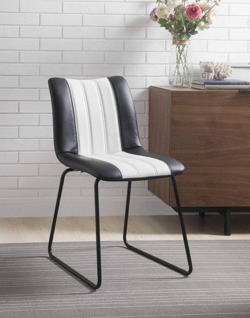 Chairs White Accent Chair - 18" X 23" X 33" Black And White Leatherette Accent Chair HomeRoots