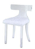 Chairs White Accent Chair - 20" X 18" X 31" White Fur And Clear Acrylic Accent Chair HomeRoots