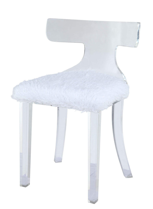 Chairs White Accent Chair - 20" X 18" X 31" White Fur And Clear Acrylic Accent Chair HomeRoots