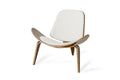 Chairs White Accent Chair - 30" Walnut Wood and White Leather Accent Chair HomeRoots