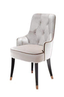 Chairs White Accent Chair - 38" White Velvet Fabric Dining Chair HomeRoots