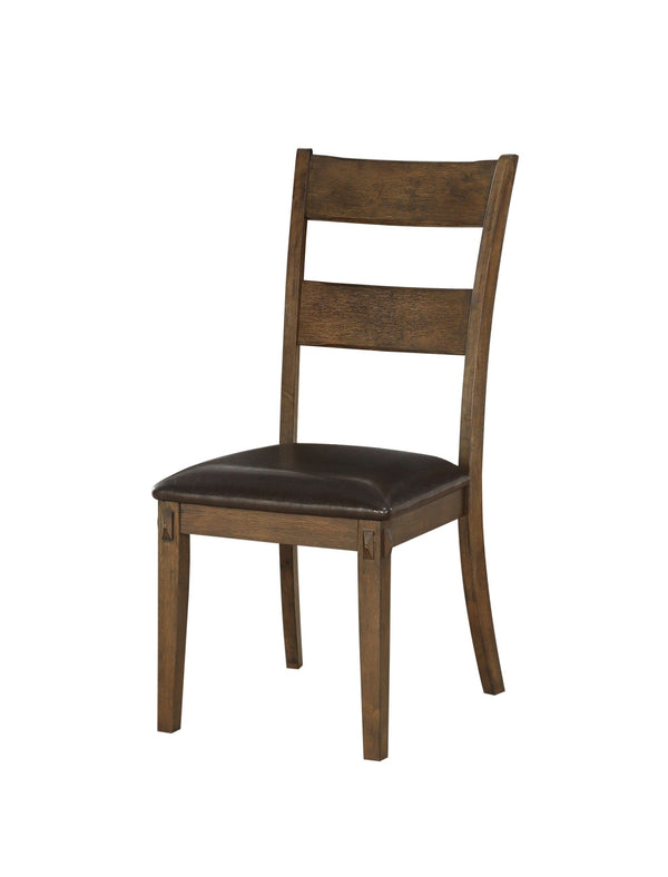 Chairs Wood Accent Chair - 19" X 21" X 39" PU Dark Oak Wood Upholstered (Seat) Side Chair HomeRoots