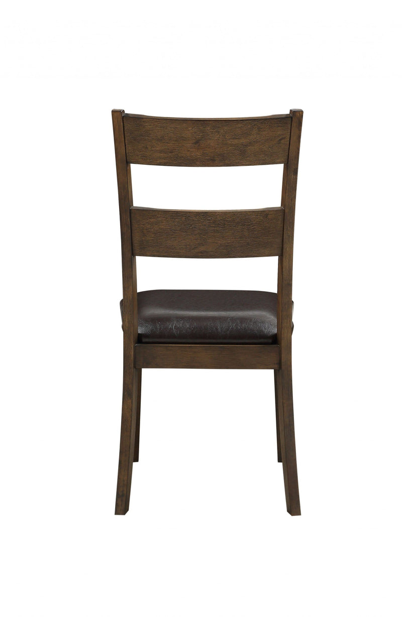 Chairs Wood Accent Chair - 19" X 21" X 39" PU Dark Oak Wood Upholstered (Seat) Side Chair HomeRoots